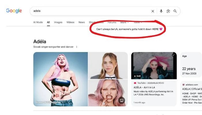 Google honours Adéla's viral hit with ‘can't always be in LA' tribute